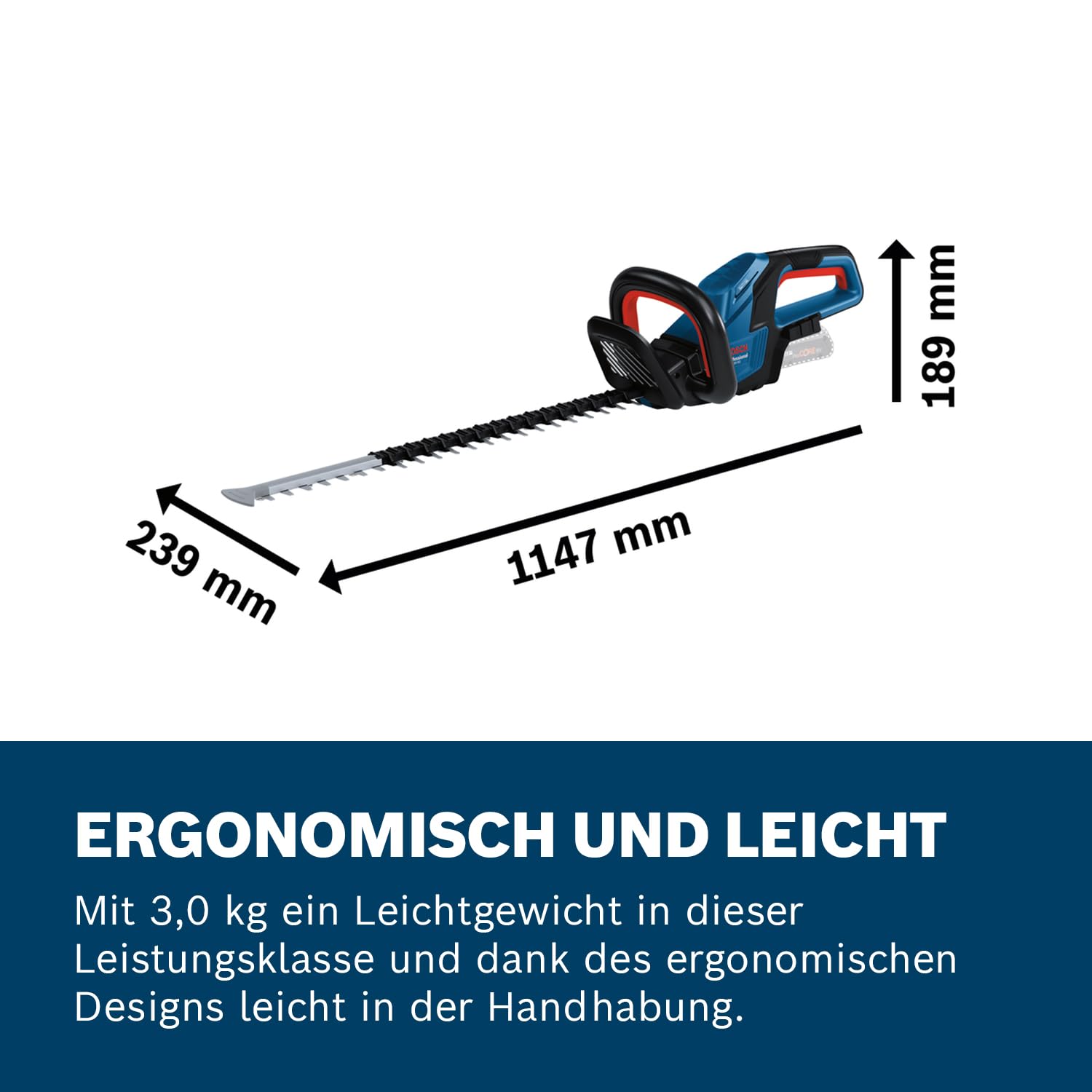 Bosch Professional 18V System Akku-Heckenschere GHE 18V-60 (bürstenloser Motor, Schnittkapazität von 20 mm)
